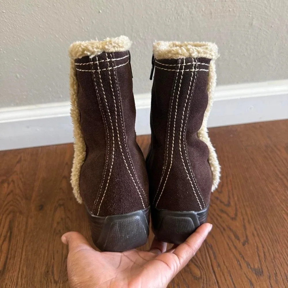 Naturalizer Boots Womens 8.5 M Arnen Ankle Winter 1 Brown Leather Faux Fur